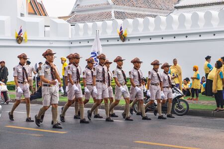 Bangkok, Thailand - December 5, 2015: Unidentified Boy scouts participates in the parade near the...