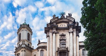 Panoramic summer view of The Dominican church and monastery located in Old Town, east of the market square, Lviv, Ukraineの写真素材