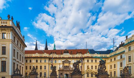 Prague, Czech Republic - August 15, 2018: Panoramic view of Entrance Matthias Gate at Hradcany Castle in Prague, Czech Republicのeditorial素材