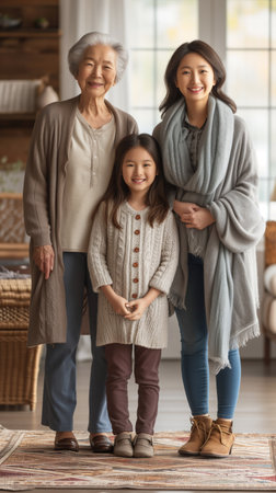 Portrait of grandmother, mother and granddaughter for Mother's Dayの素材