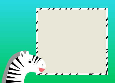 Place for text with zebra and frame with colorful background for kidsのイラスト素材