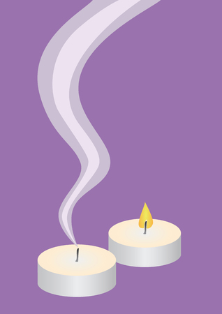 Candle flame and candle smoke on violet backgroundのイラスト素材