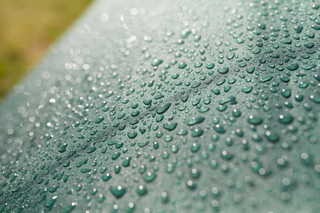Drops of water on the tent after the rainの写真素材