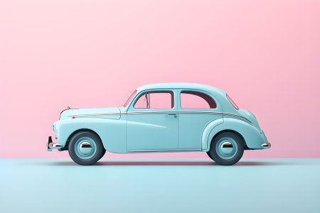 classic antique cars On a pastel backgroundの素材