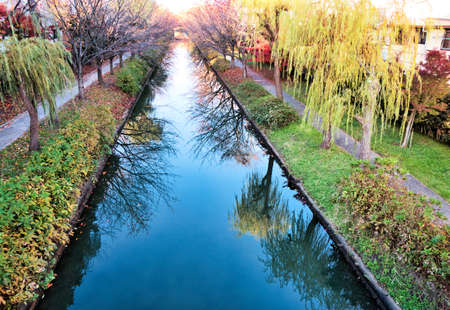 Scenery of the canal in Fushimi, Kyotoの写真素材