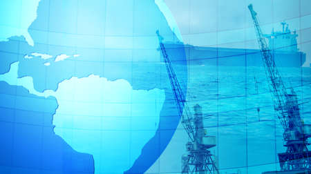 Blue international transportation backgroundの写真素材