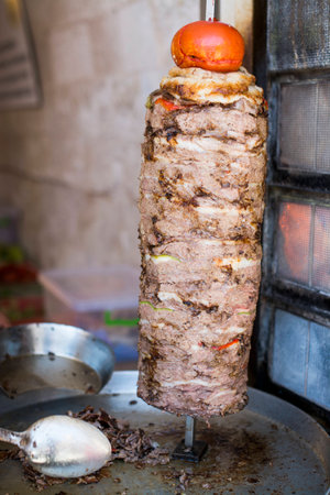 Grilled Doner meat  on vertical spitの写真素材