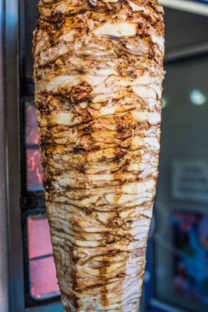 Grilled Doner meat  on vertical spitの写真素材