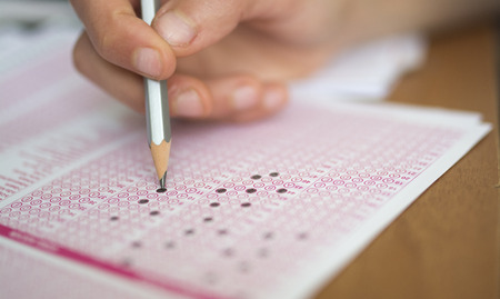 Exam carbon paper and pencilの写真素材