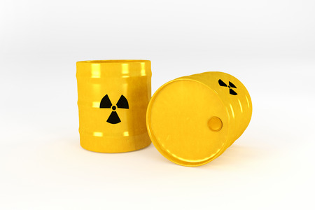 Yellow Radioactive barrelsの写真素材