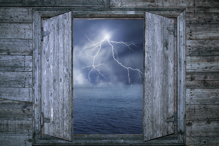 Lightning bolt at nightの写真素材