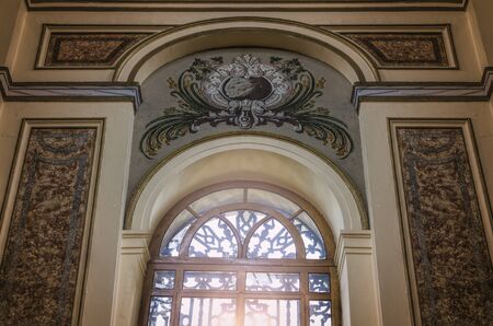 Dolmabahce Mosque in Istanbul. The central dome of the Dolmabahce Mosque from the inside .のeditorial素材