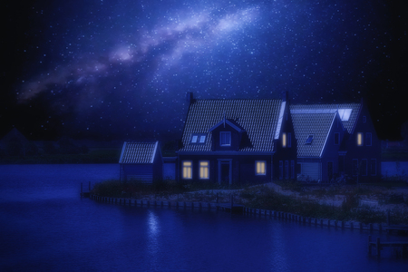 Home at nightの写真素材