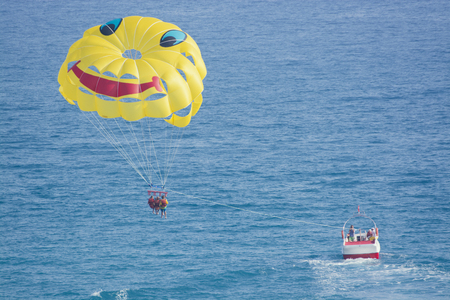 Sport activity - para sailing over the sea view from aboveの写真素材