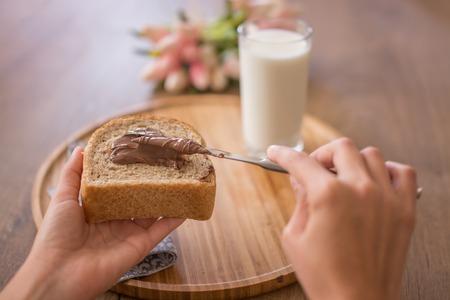 chocolate cream and milkの写真素材