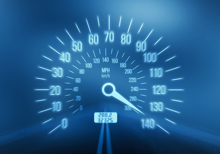 Speedometer on blue background