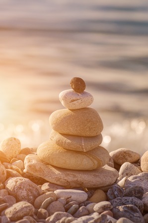 concept of balance and harmony. stones on the coastの写真素材