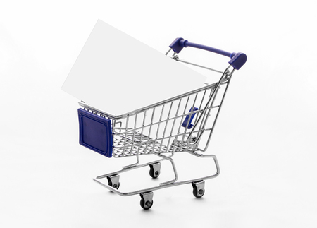 isolated shopping cart on the whiteの写真素材