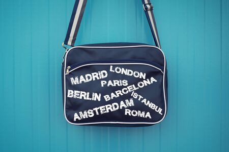 Capital Cities on Blue Bag,Travel concept.の写真素材
