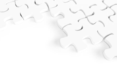 3d White jigsaw puzzle and copy spaceの写真素材