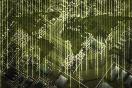 Binary computer code greenの写真素材