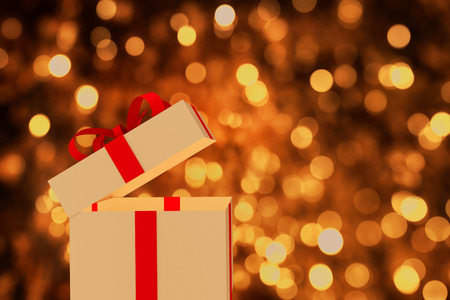 Valentines gift box on red backgroundの写真素材