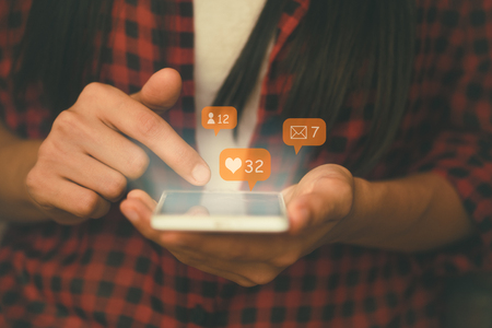 Social media,social network concept with smart phoneの写真素材
