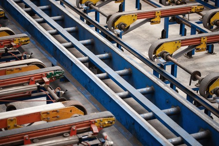 Factory for aluminum profiles production. Details of industrial equipments.の写真素材