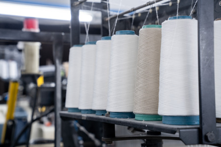 interior of textile factory. Yarn manufacturing.Industrial concept.