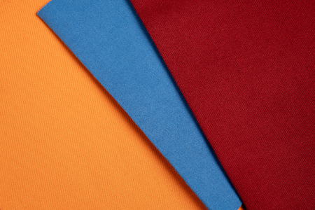 Colorful collection of  textile samples. Fabric texture background
