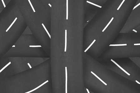 Crossroads and highways in a chaotic. The concept of problem and choice. Labyrinth of roads.の写真素材