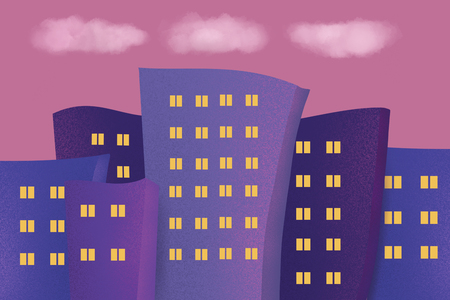City skyline illustration.Silhouette of Downtown and Urban landscape .の写真素材