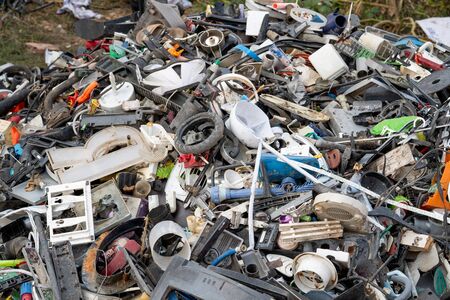 Scrap materials are collected for sorting and recycling.の写真素材