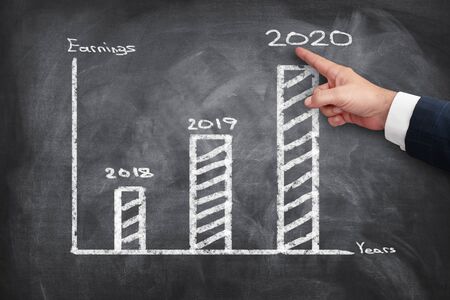 The businessman is presenting the budget of year 2020.