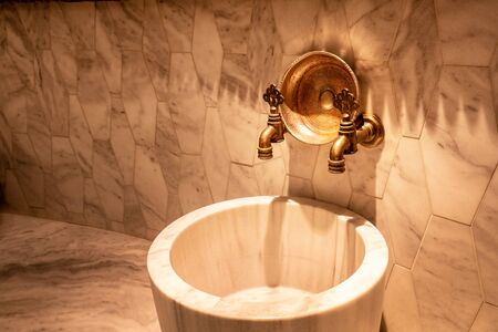 Its unique architecture A bath faucet that fully meets hygiene standardsの写真素材