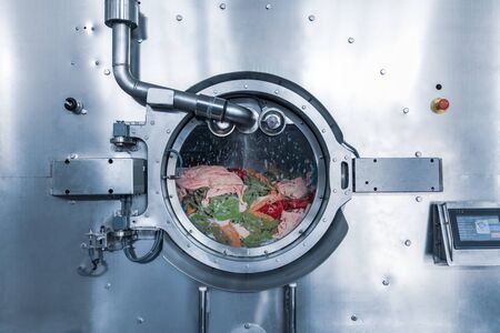Industrial wash machine for washing a big amount of textiles.