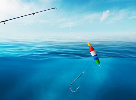 fishing in beautiful weather and clear water. fishing hobby concept.の写真素材