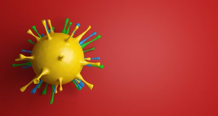 3D Illustration, view of Coronavirus under microscope, virus and producing vaccine. Corona virus outbreaking.の写真素材