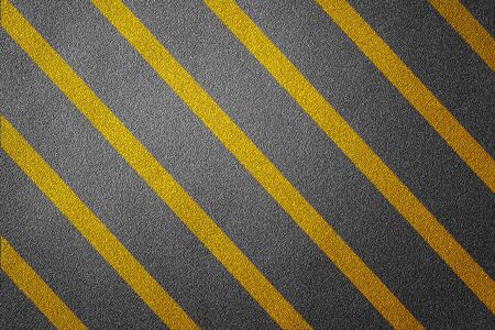 3D Illustration of a road restricted with yellow lines pattern and background, textured traffic rules conceptの写真素材