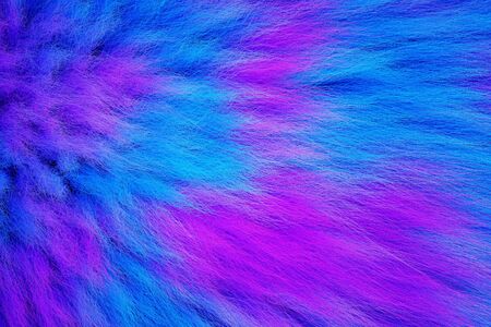3D Render of shaggy carpet with wool material for backgrounds texture, close up of soft attractive, romantic, blue pink and fluffyの写真素材