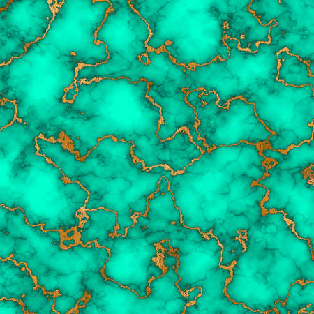 Turquoise stained marble with gold colored veins. background pattern texture, art work, natural stone bright and luxury. High quality illustrationの写真素材