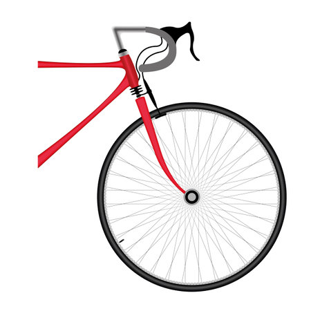 Close up of a red speed bicycle isolated on white background. Sport and Bicycle concept. . Vector illustrationのイラスト素材