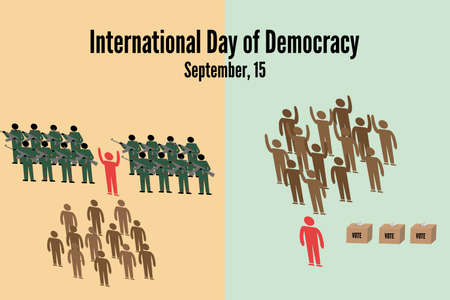Composition of democrtic or anti democratical ruling. International Day of Democracy concept . Vector illustrationのイラスト素材