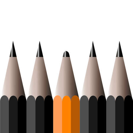 One pencil different then others. Leadership, teamwork, management and uniqueness concept. Vector illustrationのイラスト素材