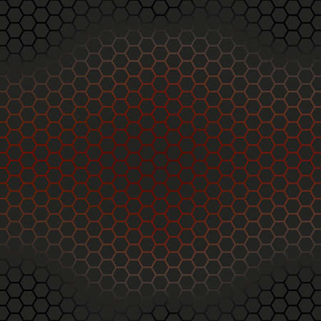 Abstract, black colored and hexagonal mosaic pattern. Dark and red frames black and red color...