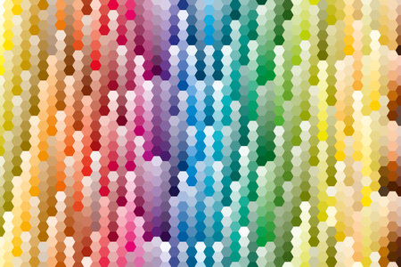Abstract, multi colored and hexagonal mosaic pattern. Flowing color shades on hexagon color palette. Vector illustrationのイラスト素材