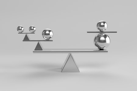 Perfection of metal balls. Risk and Balance concept. 3d illustrationの写真素材