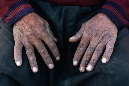 Close-up shot of senior male hand. High quality photoの写真素材