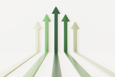 Growth and success concept with green arrows. High quality photoの写真素材