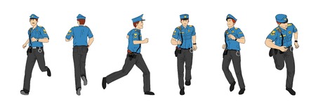 Police chasing criminals.のイラスト素材